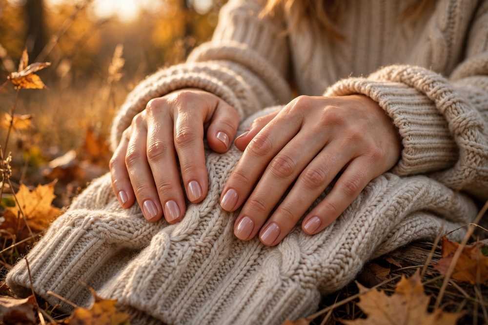 Compact Autumn Nail Ideas 2026 with Pearl Shine & Blue Star Accents