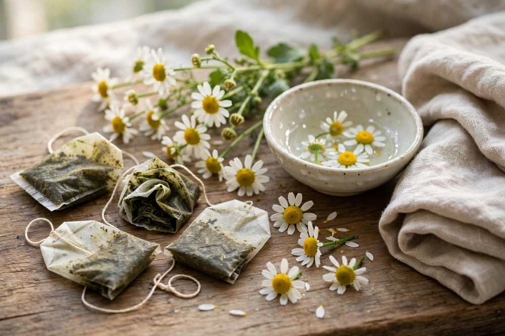 Tea bags and chamomile as natural under-eye remedies