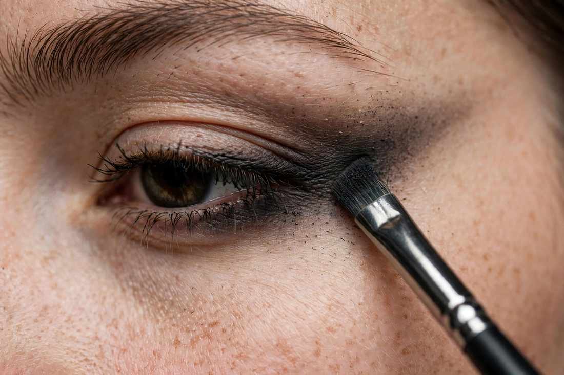 Smudging dark eyeshadow at the outer corner for a lifted effect