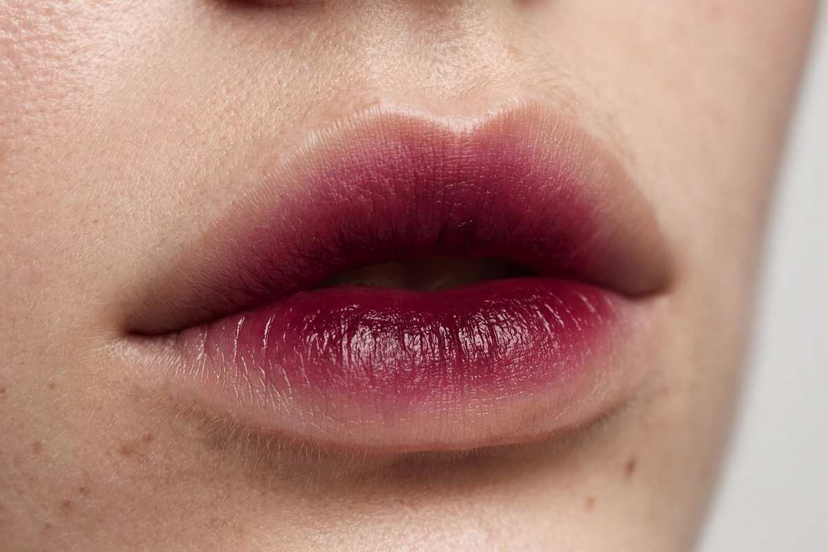 Ombre gradient berry lips close-up