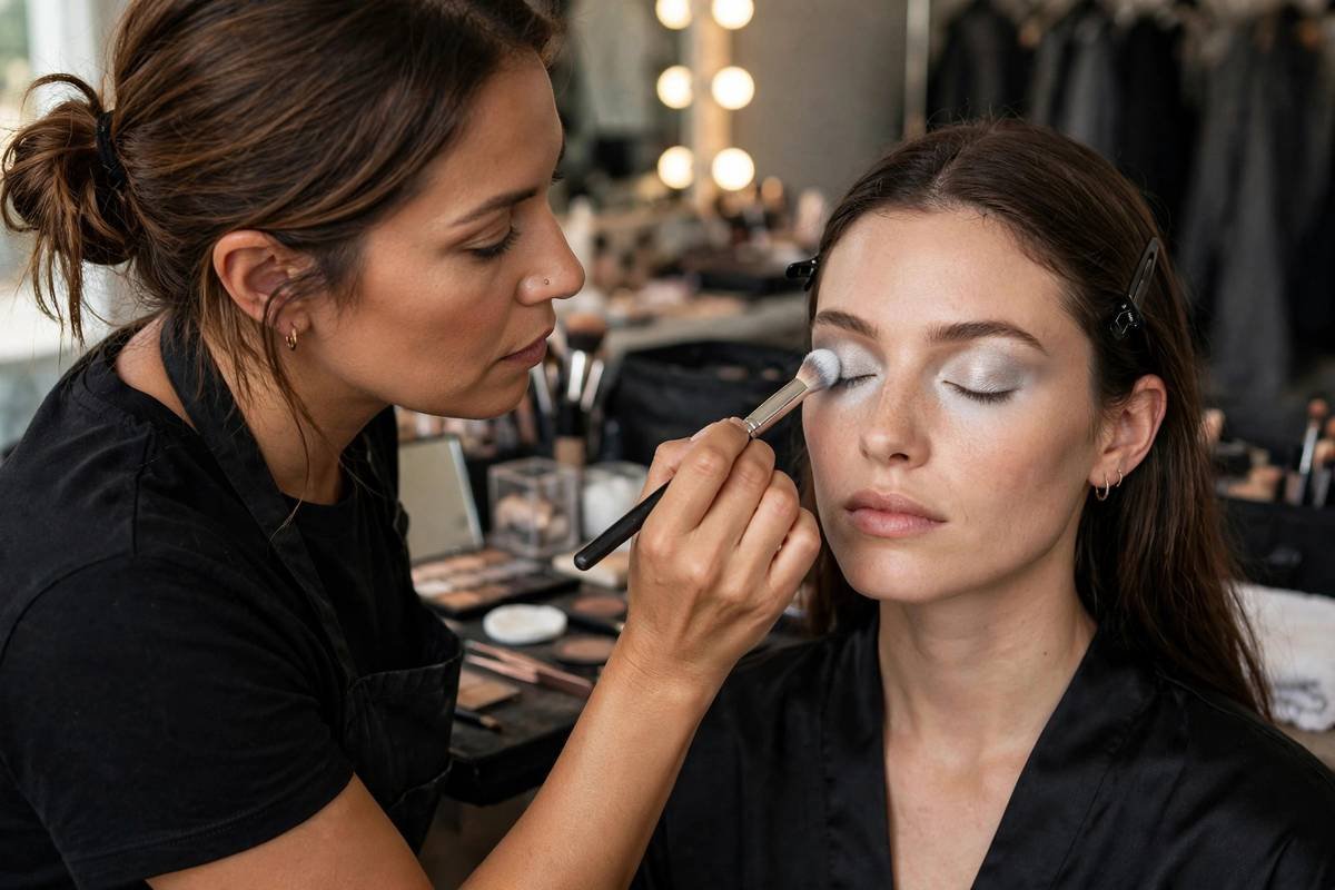 Classic silver frost eyeshadow look with soft blended edges