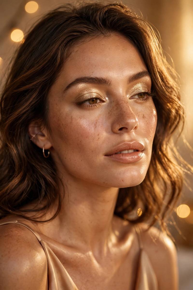 Frosted winged liner look with luminous icy eyeshadow