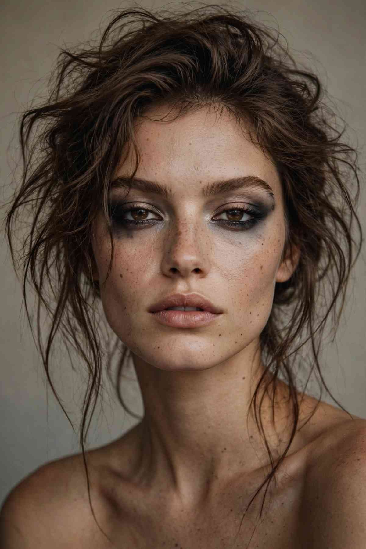 soft grunge smudged eyeliner portrait